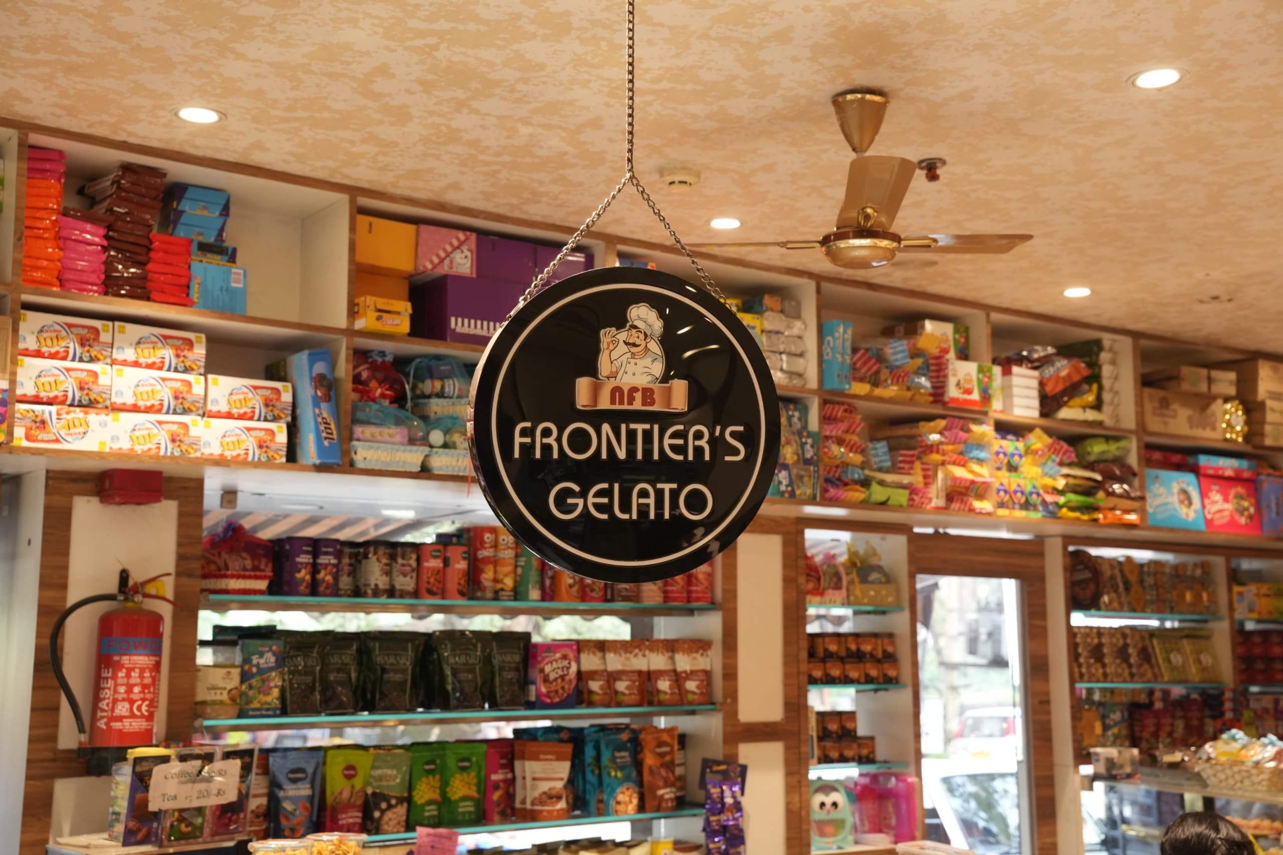 Freshly baked artisan treats and warm interior lighting